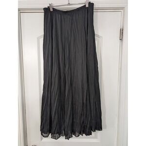 Zac & Rachel Black Pleated Maxi Skirt Elastic Waist Lined Flowy women's large